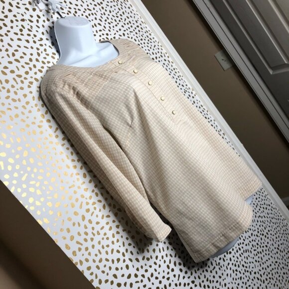 Banana Republic BR Women's Beige Patterned Top Size Large Houndstooth - Picture 4 of 11